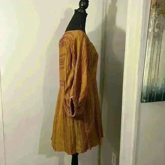 FREE PEOPLE XS Women Brown Gauze Stripe Dress Mini Full
Balloon Sleeve-EUC - Picture 3 of 13